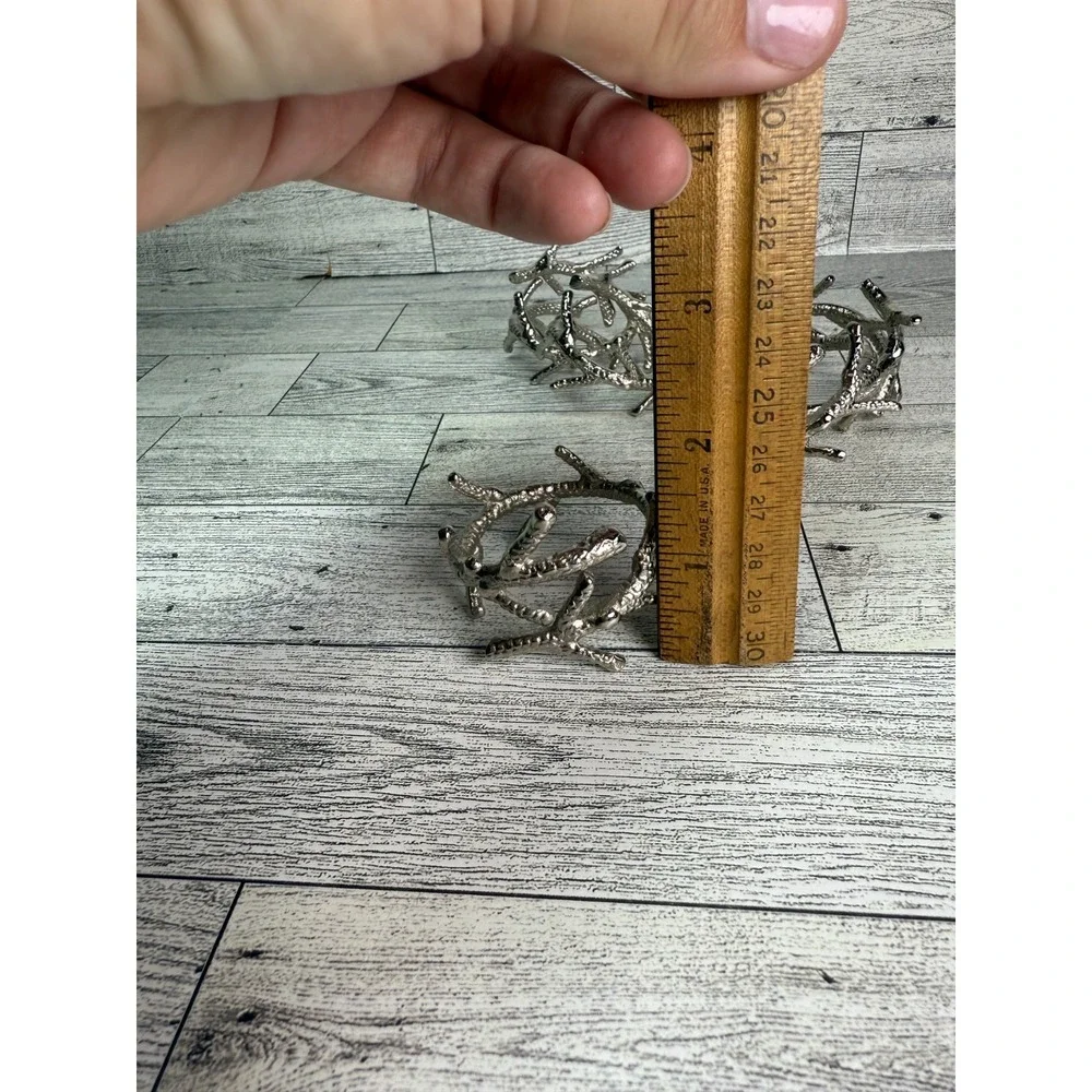 Napkin Rings Antler Branch Coral Silver Set of 5‎ Aluminum Metal Wrapped Holders